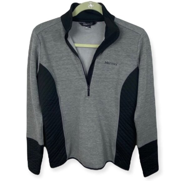 Marmot Quarter Zip Pullover Sweater Black Grey Size Small Stretch Quilted Jacket - Picture 3 of 8
